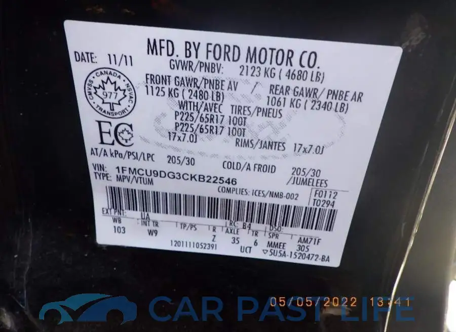 1FMCU9DG3CKB22546# 7