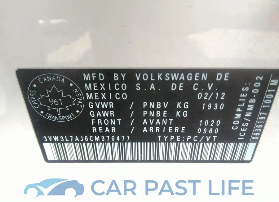 3VW3L7AJ6CM376477# 9