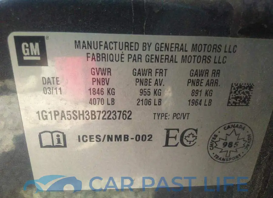 1G1PA5SH3B7223762# 9