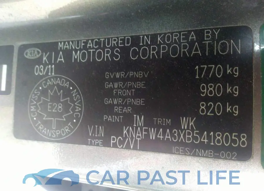 KNAFW4A3XB5418058# 9