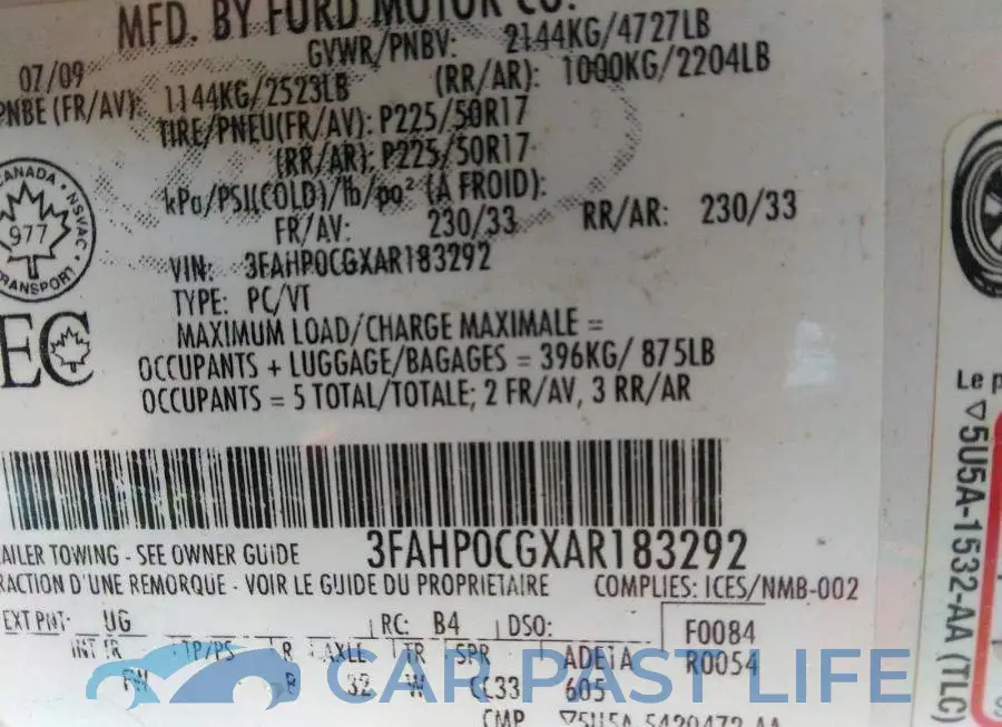 3FAHP0CGXAR183292# 9