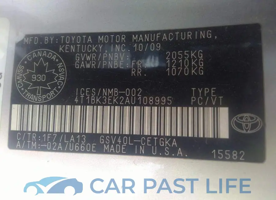 4T1BK3EK2AU108995# 9