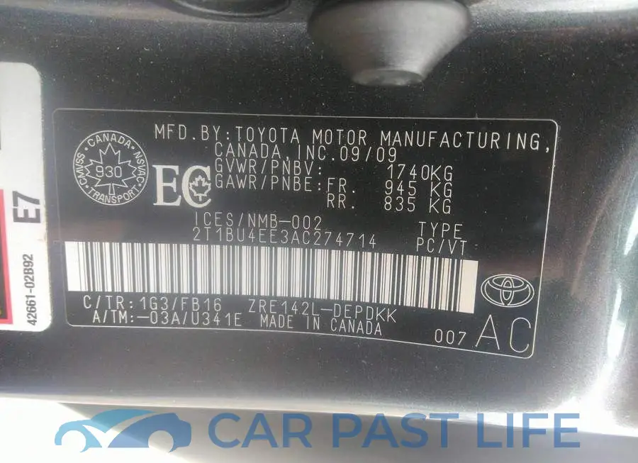 2T1BU4EE3AC274714# 9