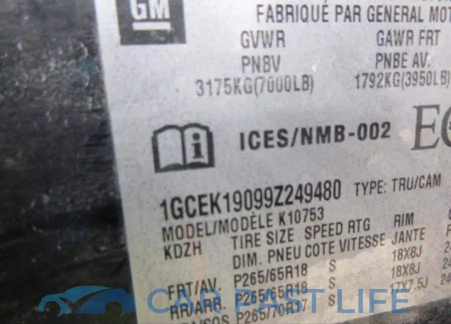 1GCEK19099Z249480# 9
