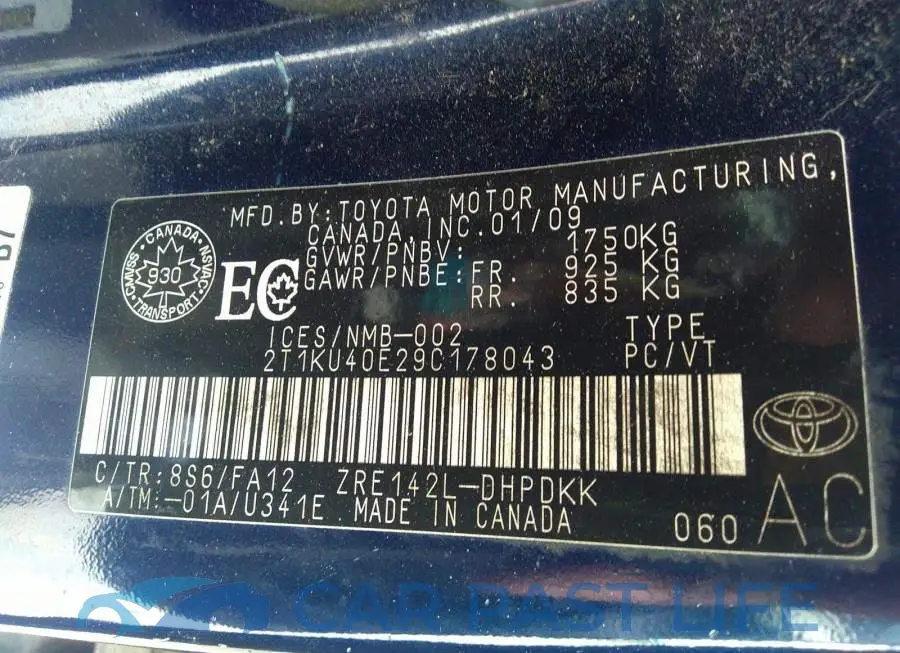 2T1KU40E29C178043# 9