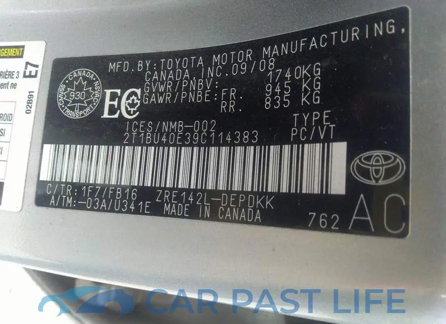 2T1BU40E39C114383# 9