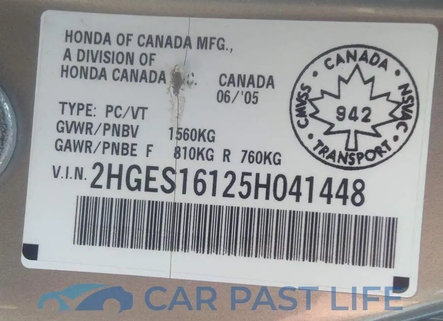 2HGES16125H041448# 9