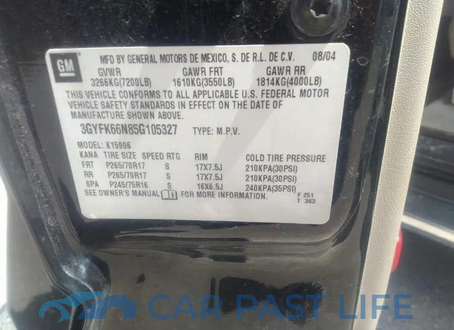 3GYFK66N85G105327# 9
