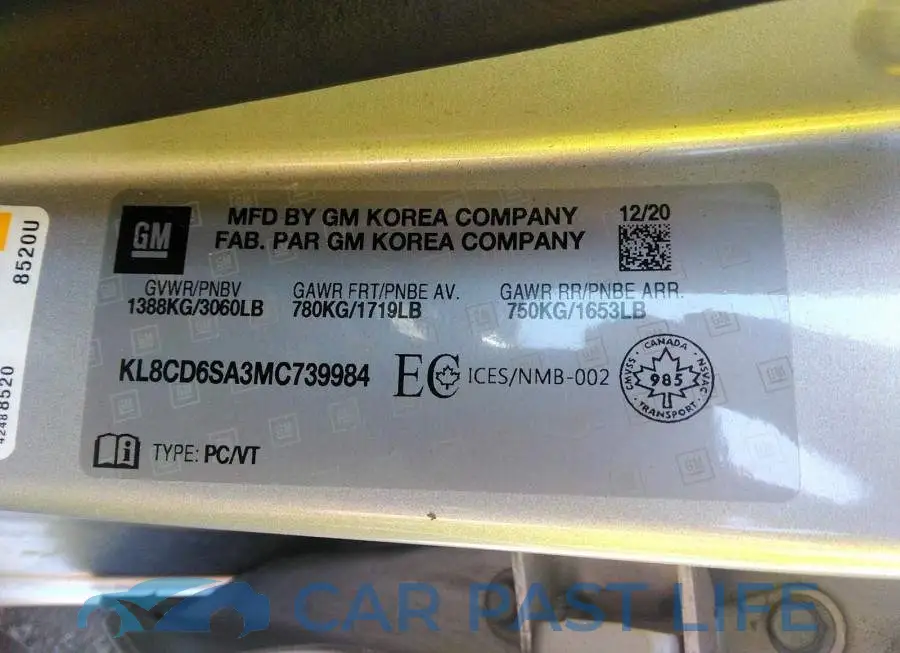 KL8CD6SA3MC739984# 9