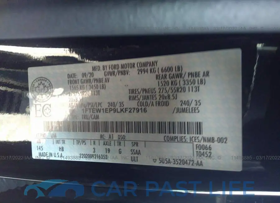 1FTEW1EP9LKF27916# 9