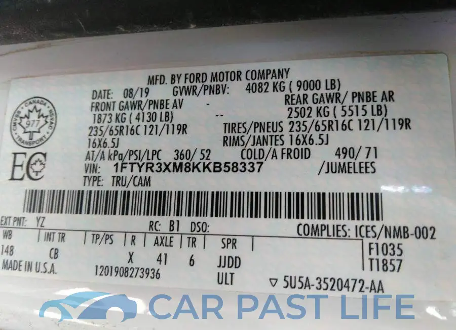 1FTYR3XM8KKB58337# 9