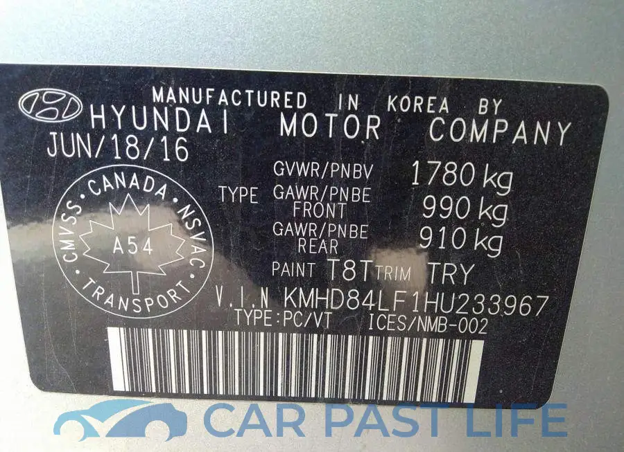 KMHD84LF1HU233967# 9