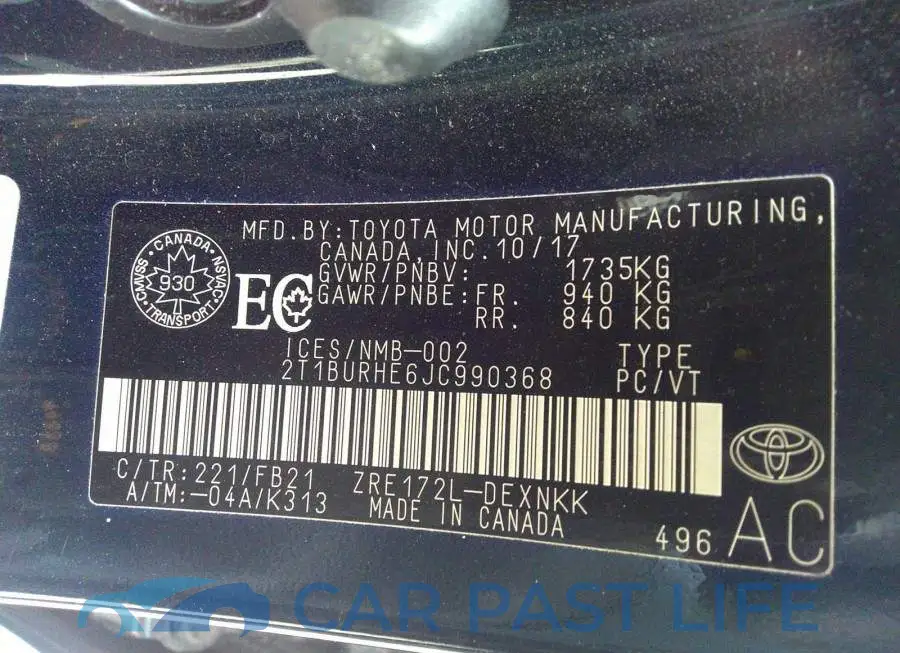 2T1BURHE6JC990368# 9