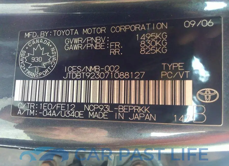 JTDBT923071088127# 9