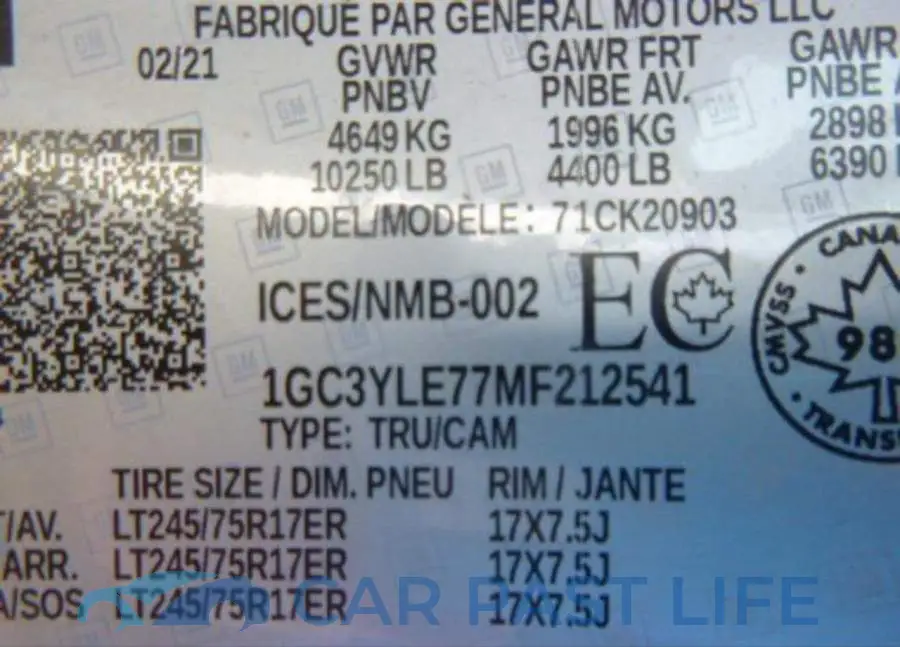 1GC3YLE77MF212541# 9