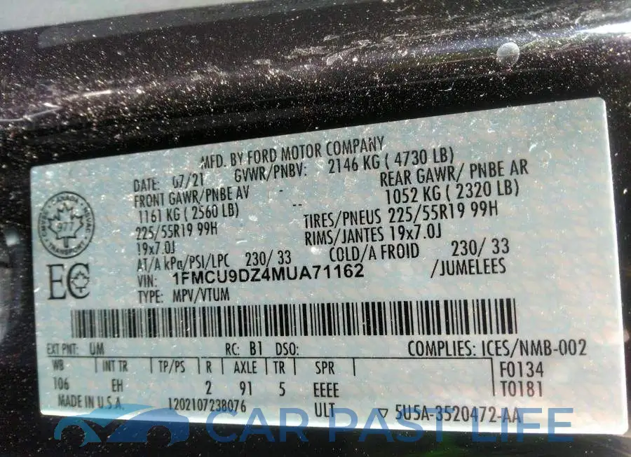 1FMCU9DZ4MUA71162# 9