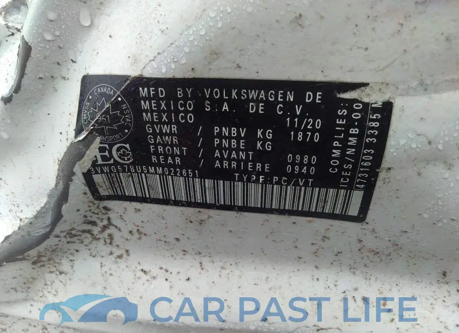 3VWG57BU5MM022651# 9