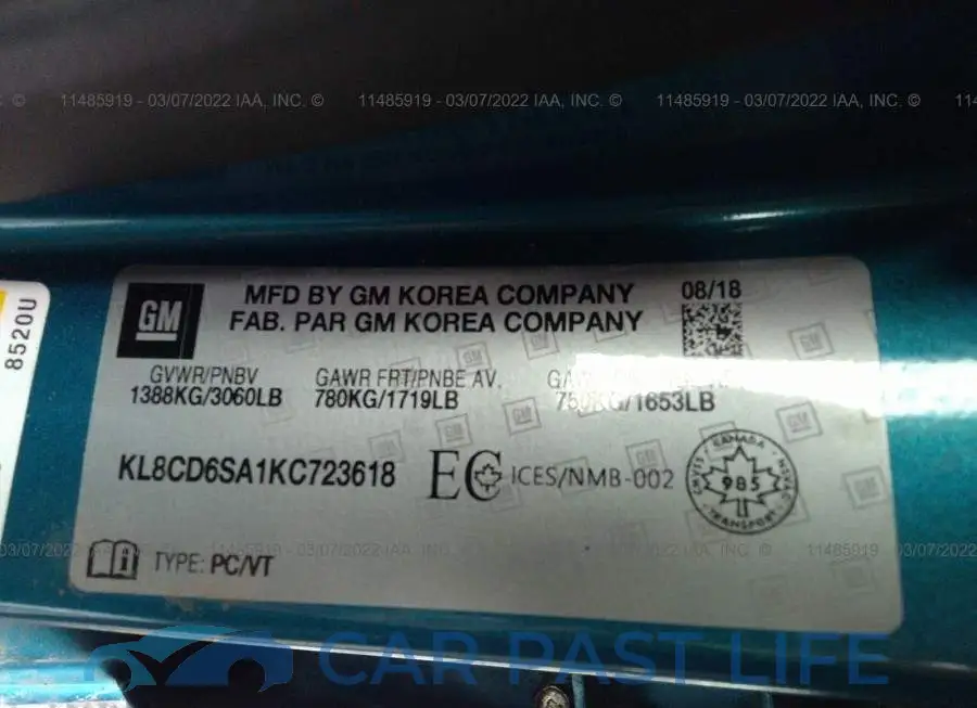 KL8CD6SA1KC723618# 9