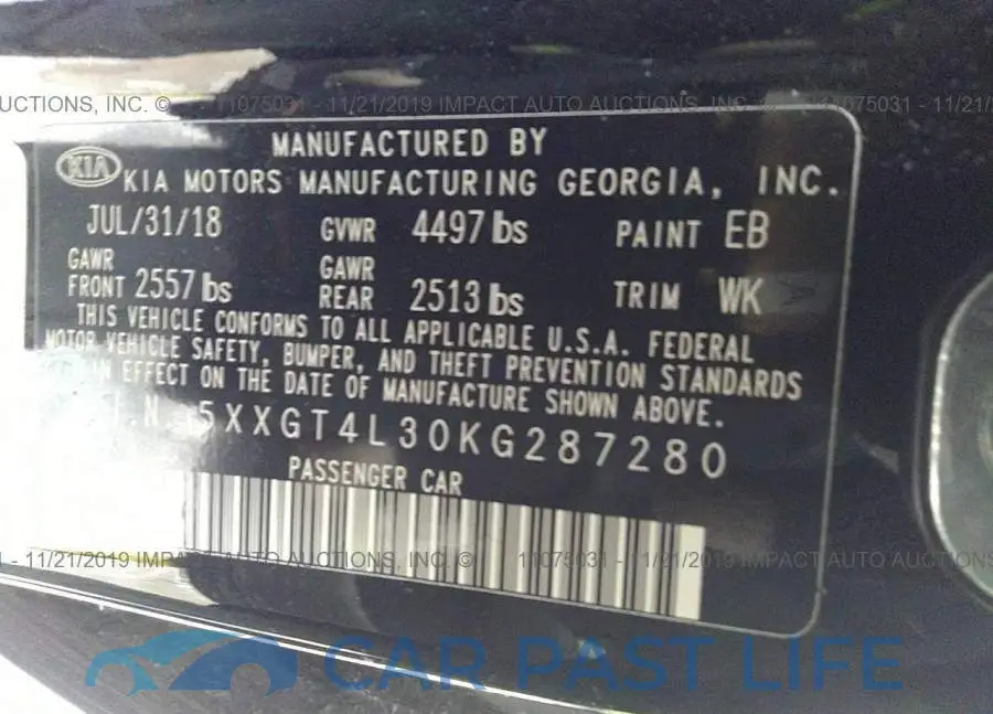 5XXGT4L30KG287280# 9