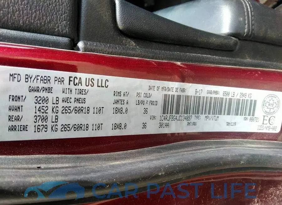 1C4RJFBG4JC134897# 9