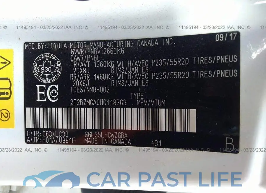 2T2BZMCA0HC118363# 9