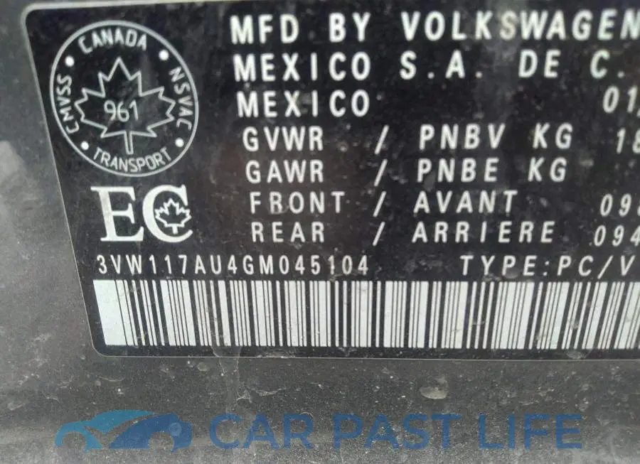 3VW117AU4GM045104# 9