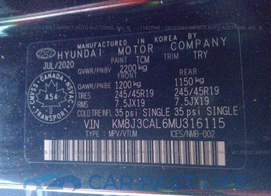 KM8J3CAL6MU316115# 9