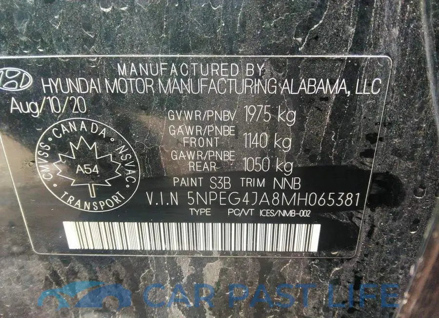 5NPEG4JA8MH065381# 9