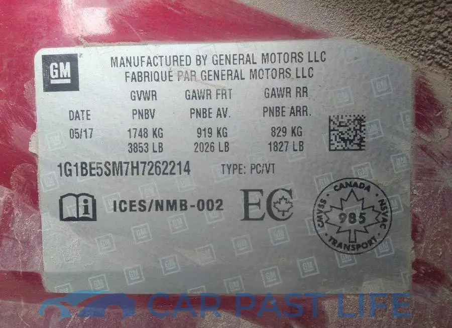 1G1BE5SM7H7262214# 9