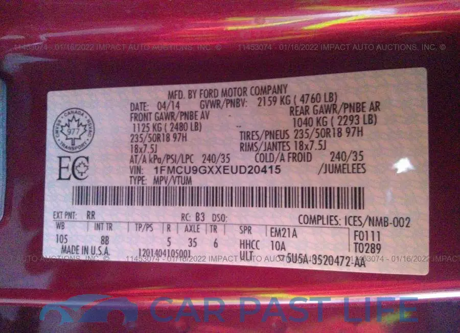 1FMCU9GXXEUD20415# 9