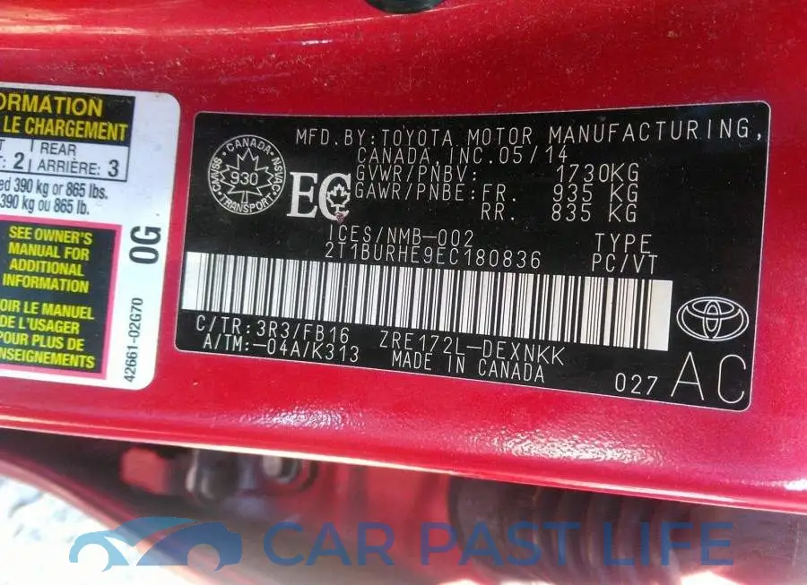 2T1BURHE9EC180836# 9