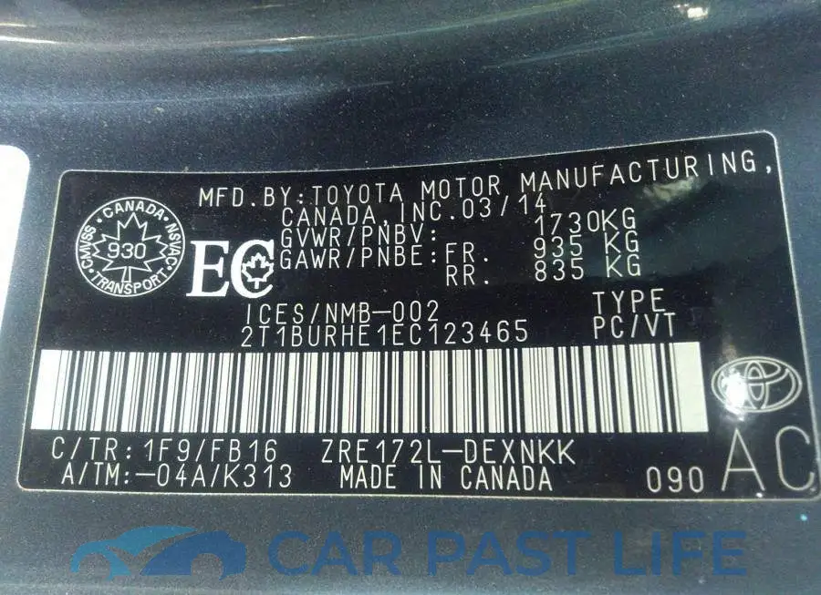 2T1BURHE1EC123465# 9