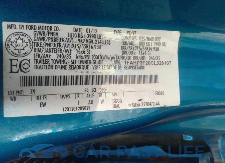 1FAHP3F20CL326107# 9