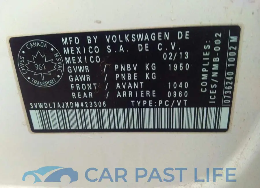 3VWDL7AJXDM423306# 9