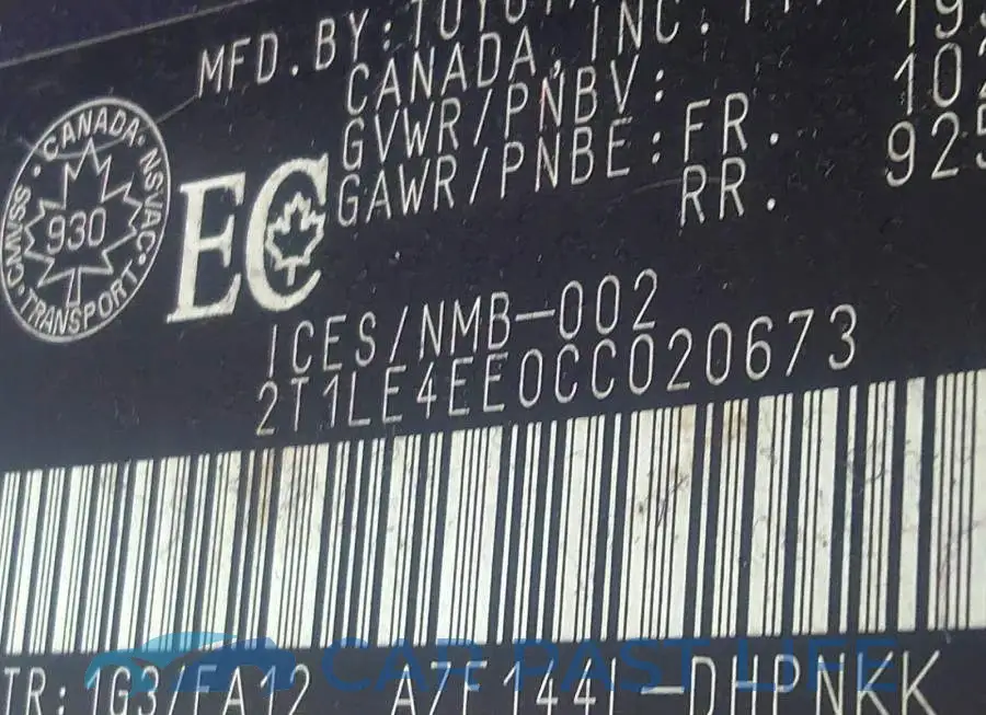 2T1LE4EE0CC020673# 9