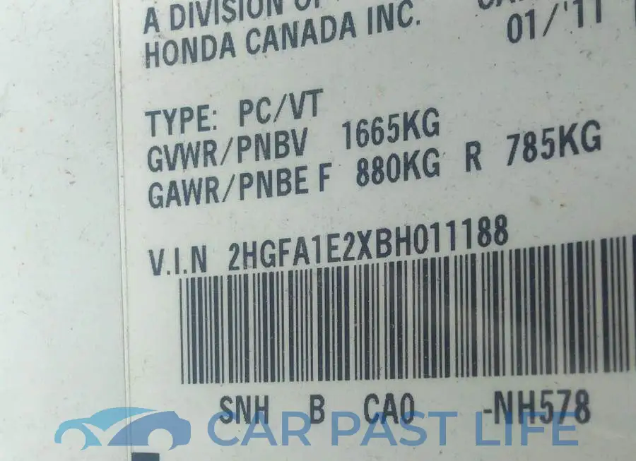 2HGFA1E2XBH011188# 9