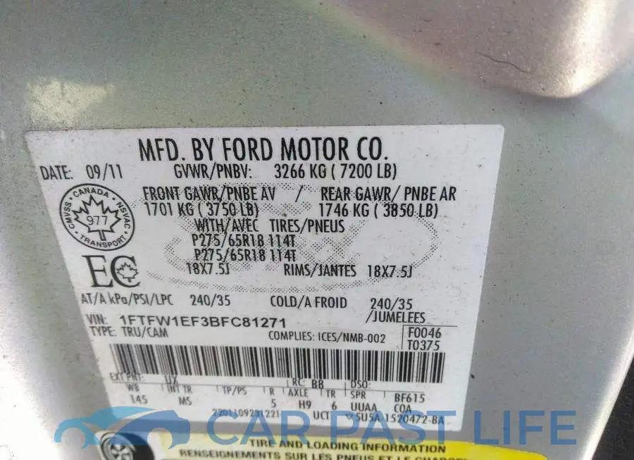 1FTFW1EF3BFC81271# 9
