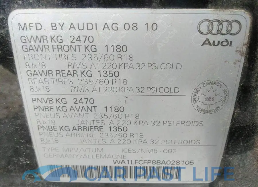 WA1LFCFP8BA028105# 9