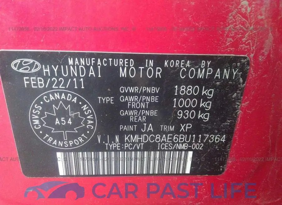 KMHDC8AE6BU117364# 9