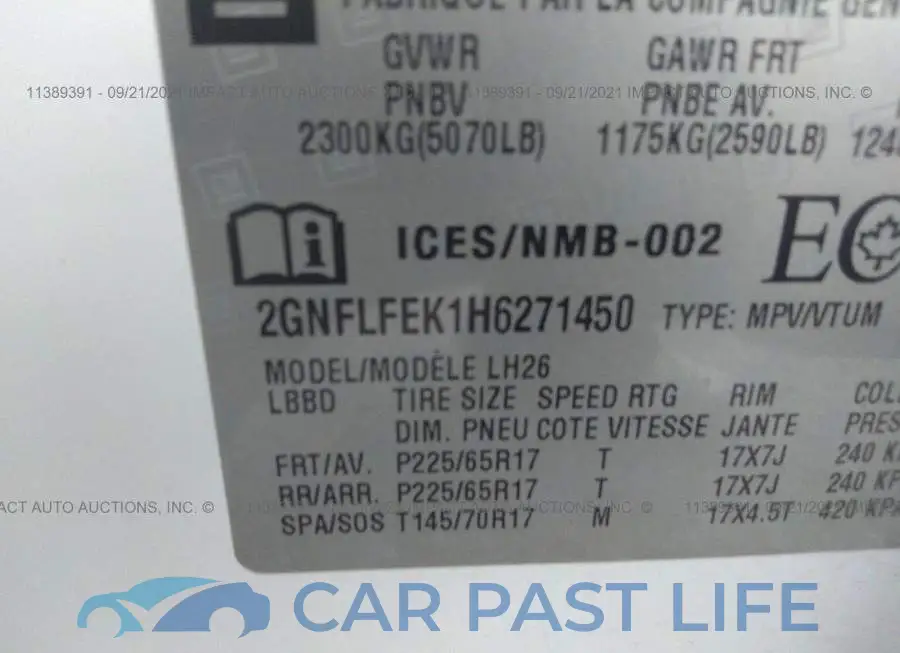 2GNFLFEK1H6271450# 9