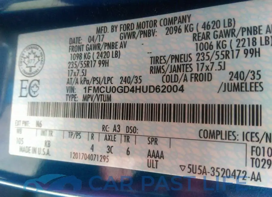 1FMCU0GD4HUD62004# 9