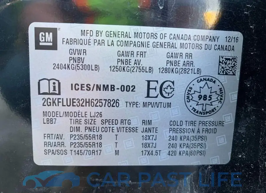 2GKFLUE32H6257826# 9