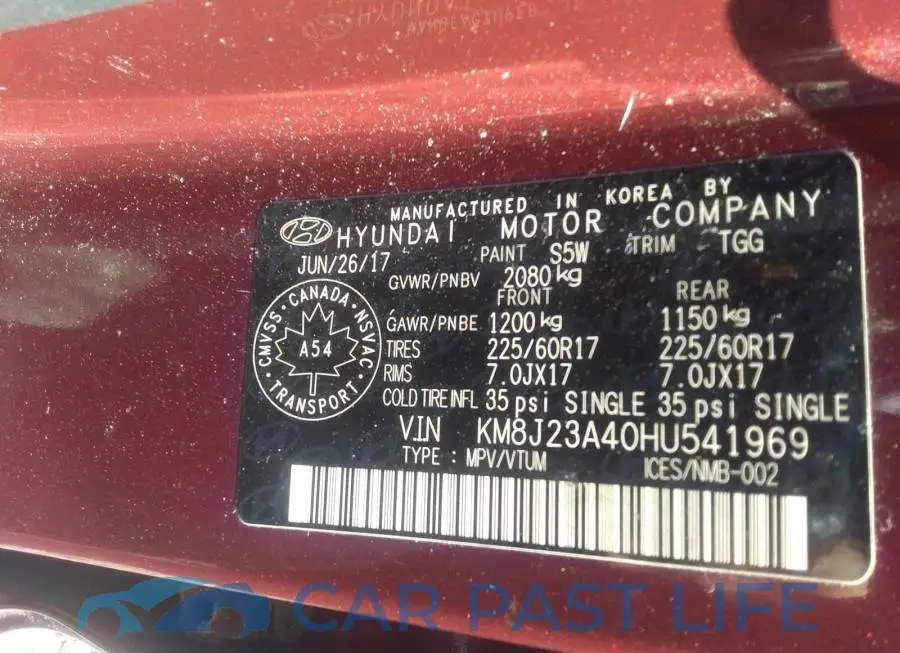 KM8J23A40HU541969# 9