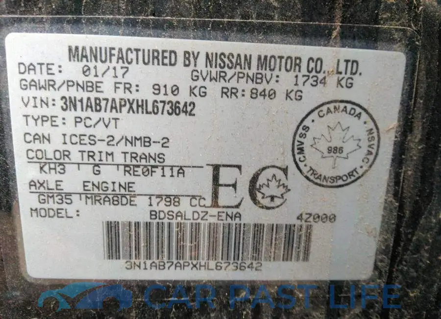 3N1AB7APXHL673642# 9