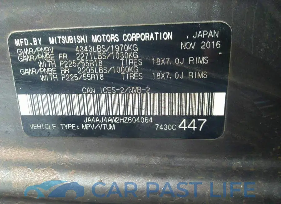 JA4AJ4AW2HZ604064# 9