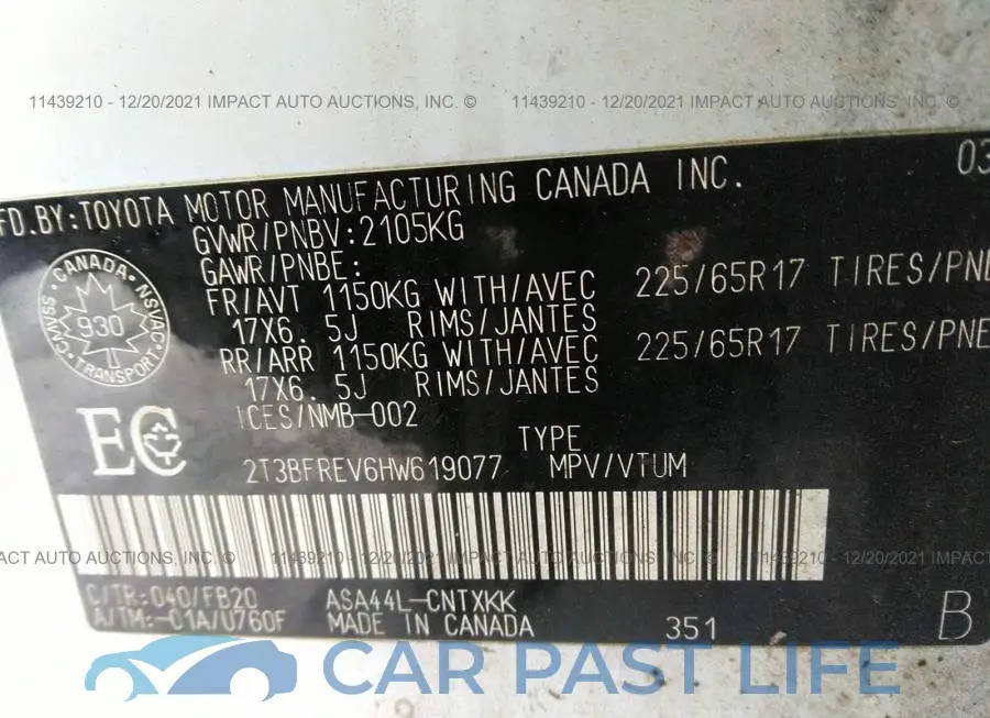 2T3BFREV6HW619077# 9