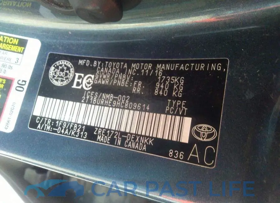 2T1BURHE9HC809614# 9