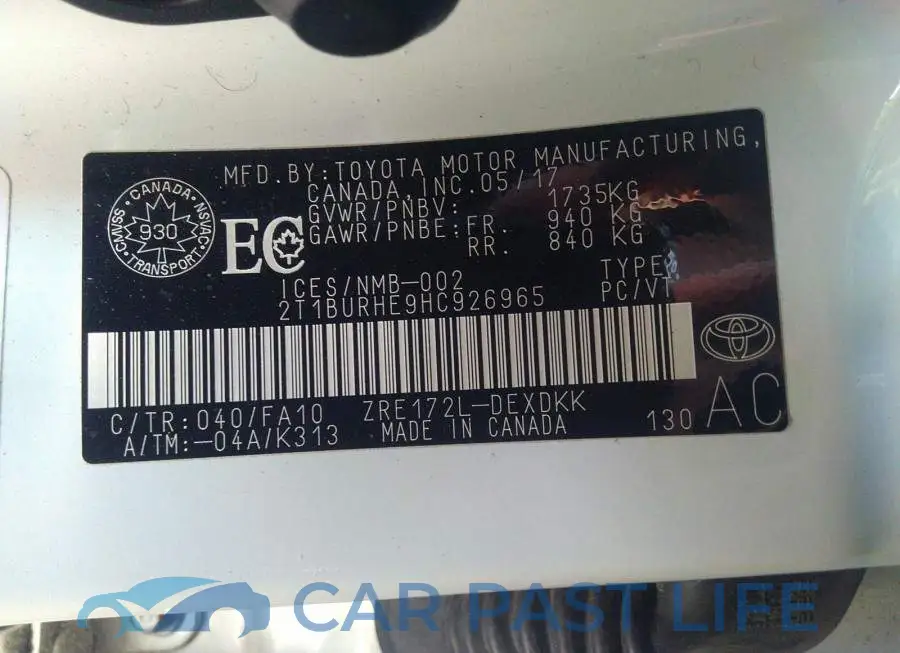 2T1BURHE9HC926965# 9