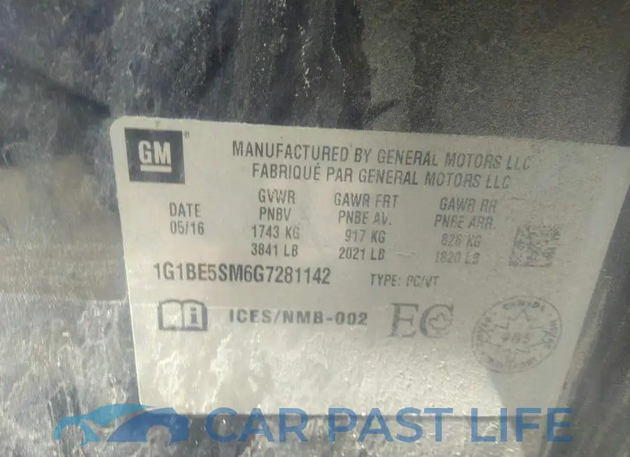 1G1BE5SM6G7281142# 9