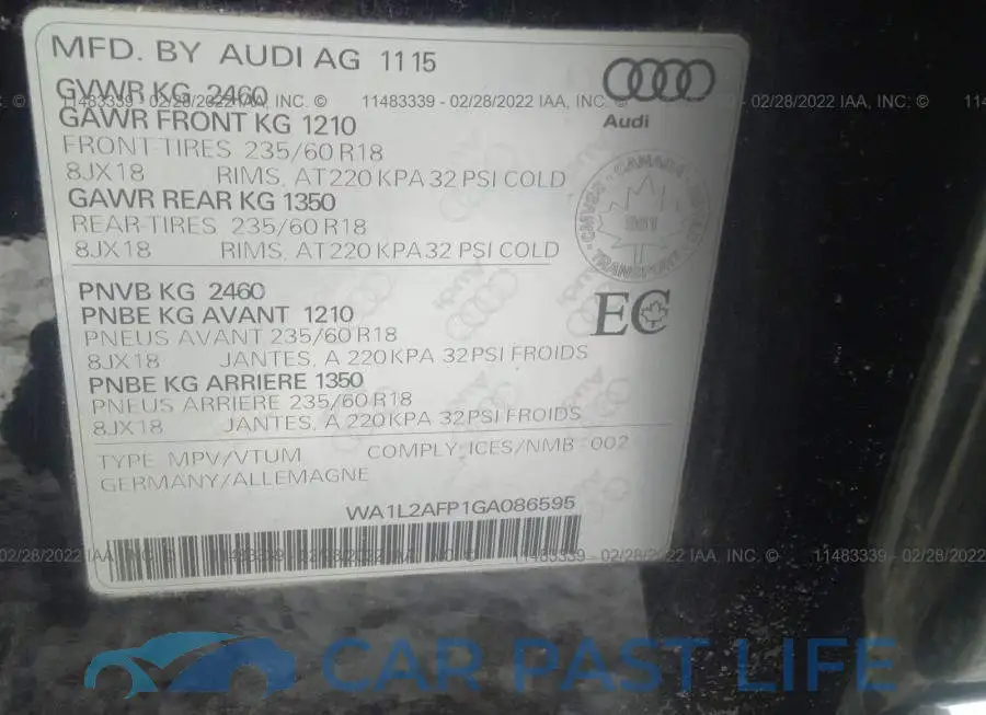 WA1L2AFP1GA086595# 9
